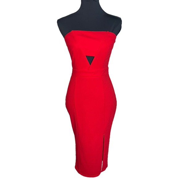 Missguided Dresses & Skirts - Missguided Red Strapless Bodycon Dress Size 10